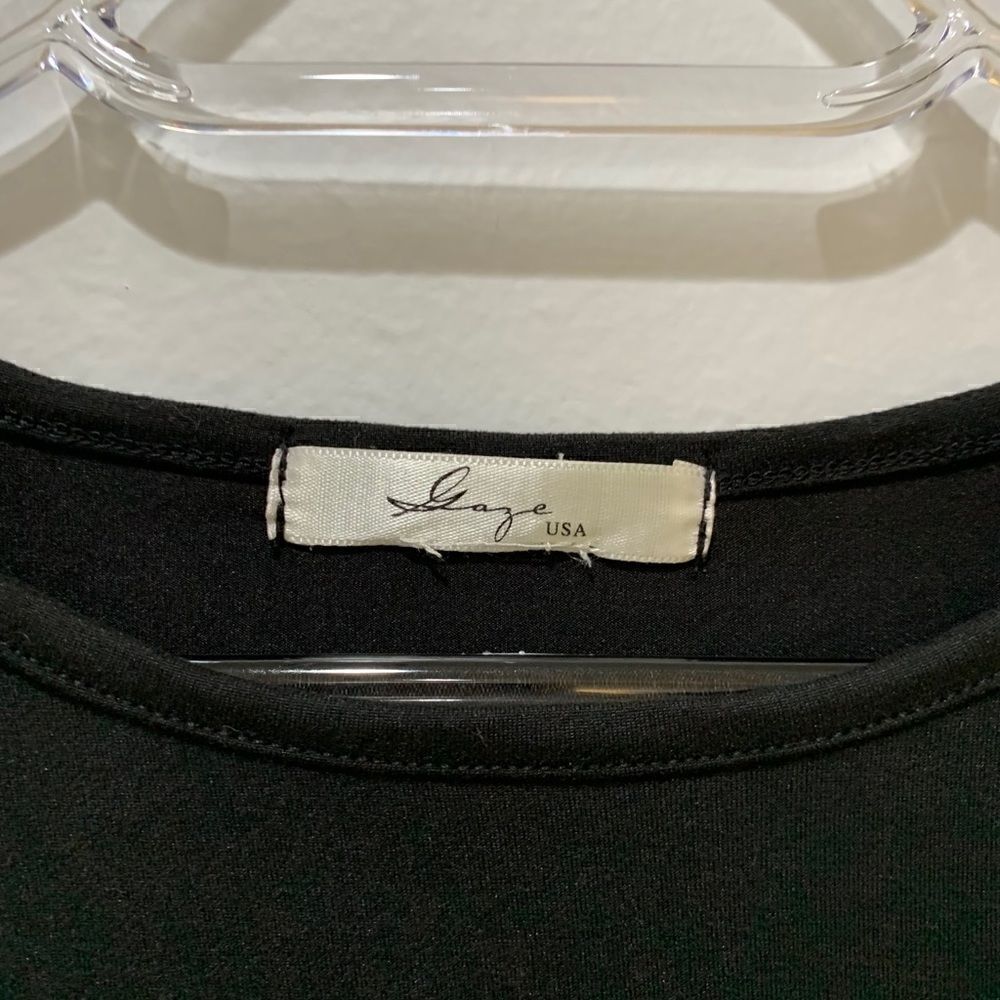 GAZE urban outfitters  black short sleeve crop top with sheer mesh panel small - Picture 4 of 10